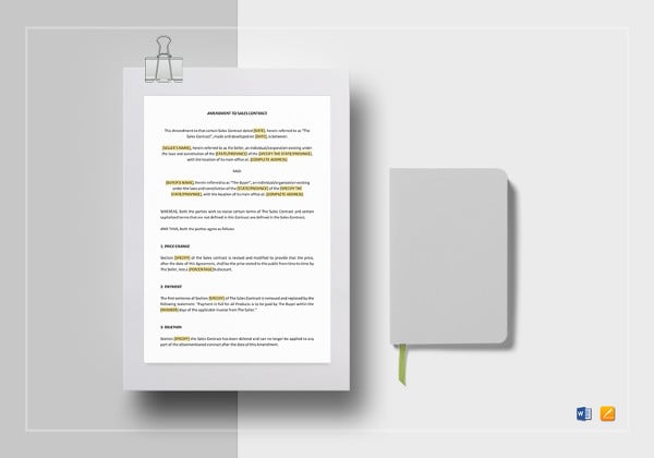 simple amendment to sales contract template