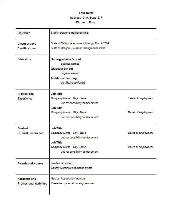 simple microsoft word nursing resume cv template
