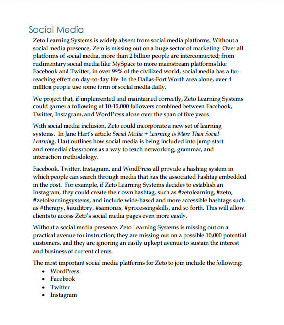 social media marketing proposal pdf