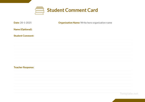 student-comment-card-template
