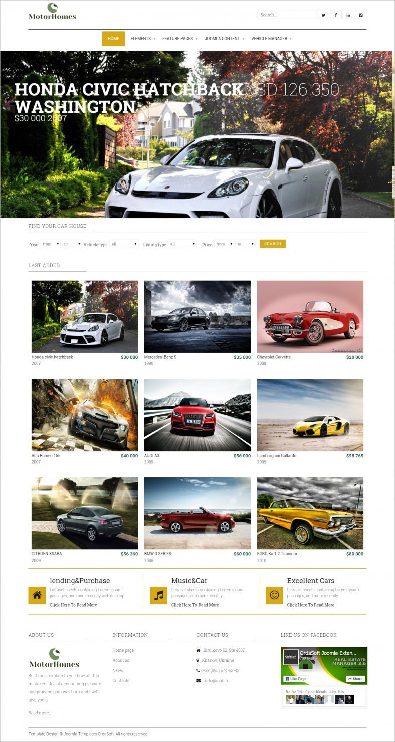 stylish and exquisite great car dealer joomla website template 788x1480