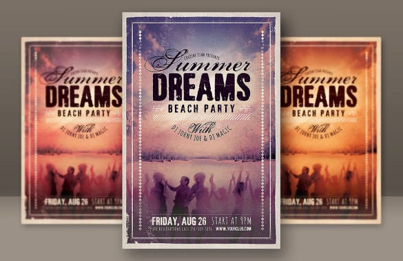summer dreams beach party flyer template
