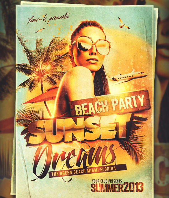 sunset dreams beach party flyer template