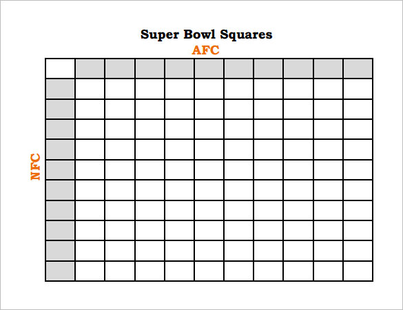 NFL Football Squares Free Google Docs Template