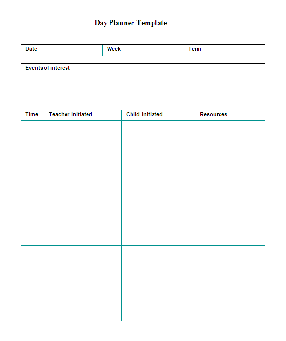 teacher day planner template free download