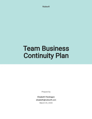 team business continuity plan template