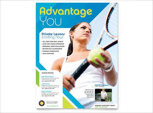 tennis advertising flyer template