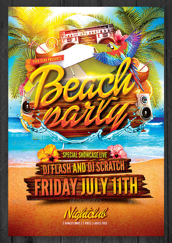 the astounishing beach party flyer template