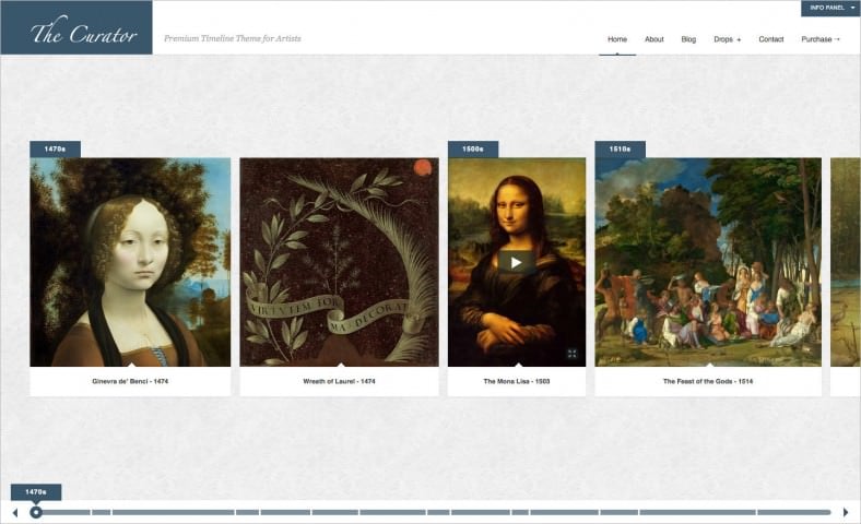 the curator premier wp timeline theme for artists 788x480