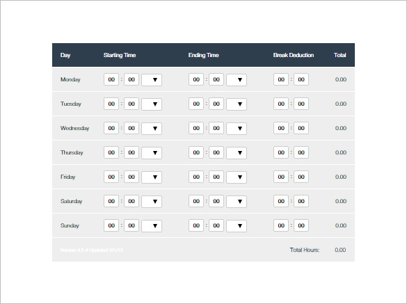 Time Card Chart.pdf 12+ Printable Time Card Templates - DOC, Excel, PDF