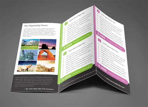 travel company trifold brochure psd