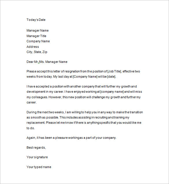 11+ Two Weeks Notice Letter Templates - PDF, Google Docs, MS Word ...