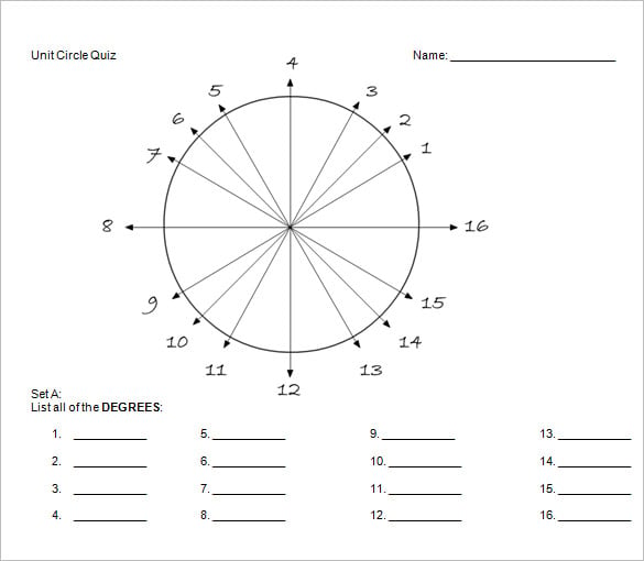 unit circle chart quiz free download