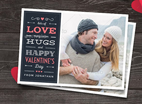 valentines day psd photo card template