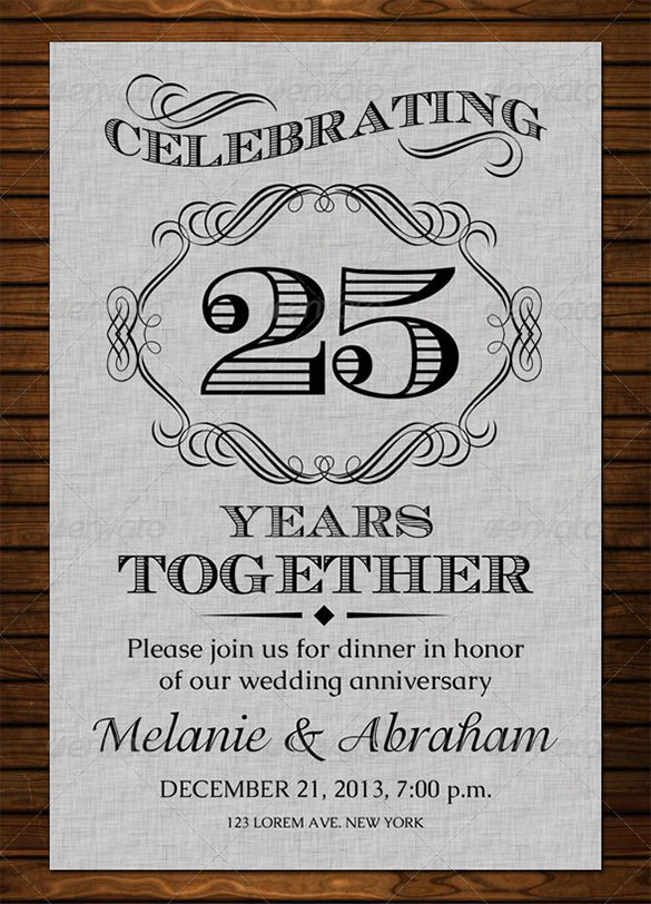 25th Anniversary Card Template Printable Templates Free
