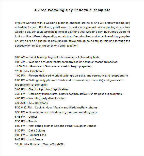 32+ Wedding Timeline Templates -Word, Excel, PDF, PSD, Vector EPS