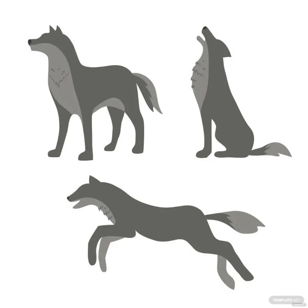 wolf full body outline template