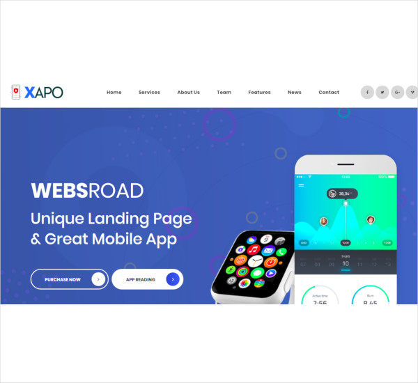 xapo responsive landing page template