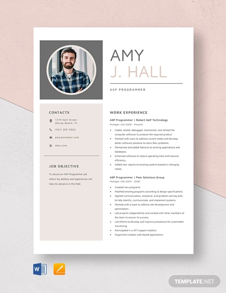 programmer resume template word free download