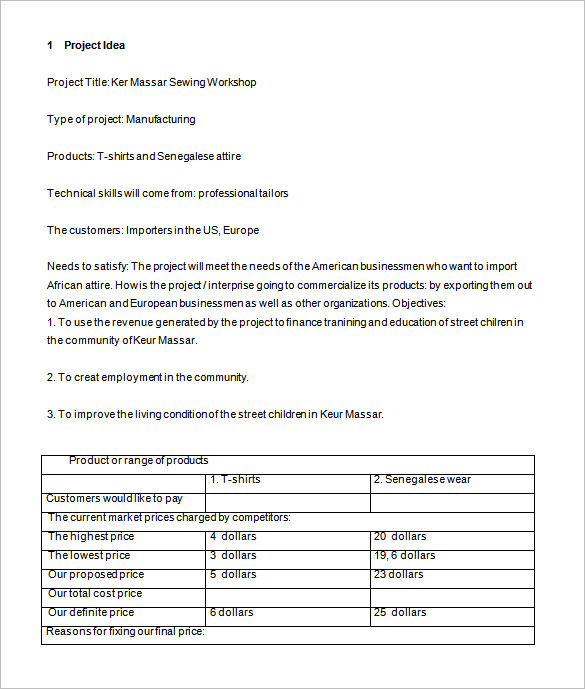 business plan proposal template free download