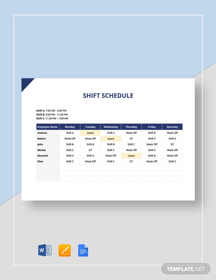 Shift Schedule Template - 20+ Free Word, Excel, PDF Format Download!