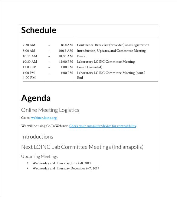 free agenda templates