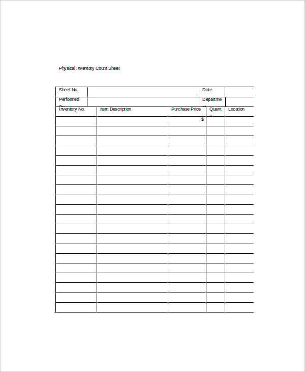 Inventory Count Sheet Template - 8+ Free Word, PDF Documents Download