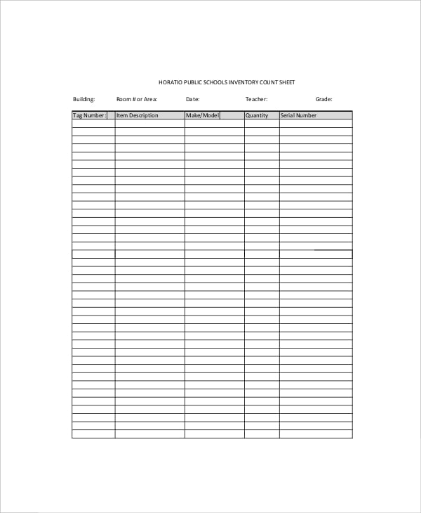 public schools inventory count sheet