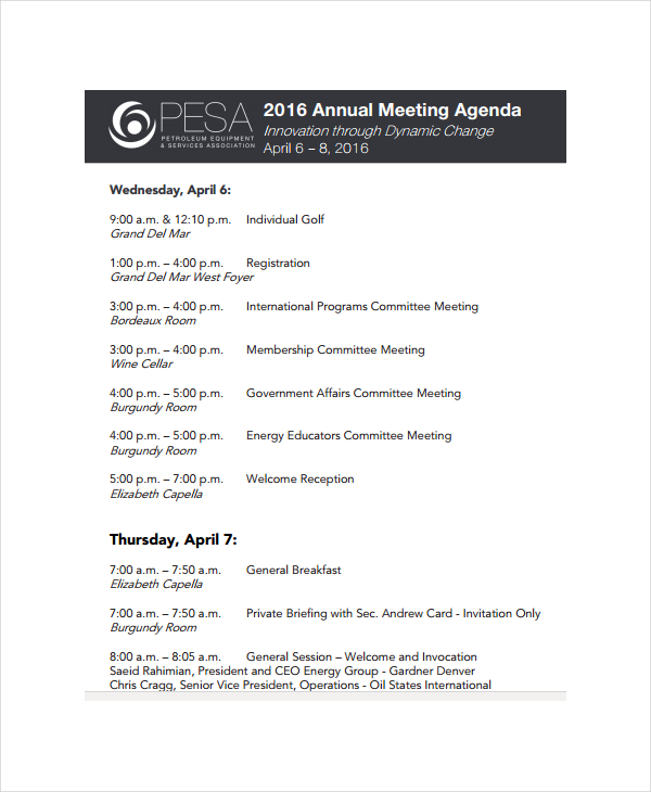 company annual meeting agenda template