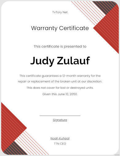 Warranty Certificate Template - 24+ Word, PDF Documents Download