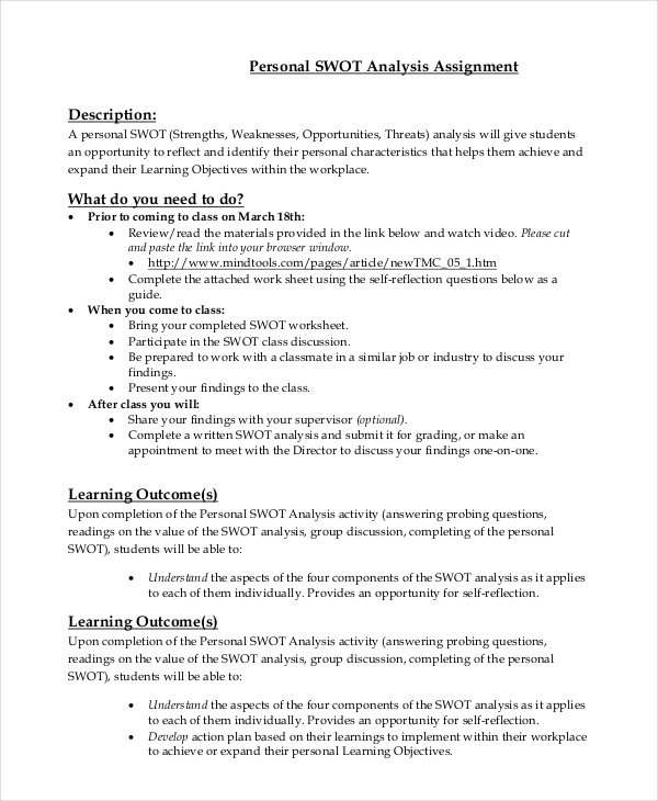 personal swot analysis assignment