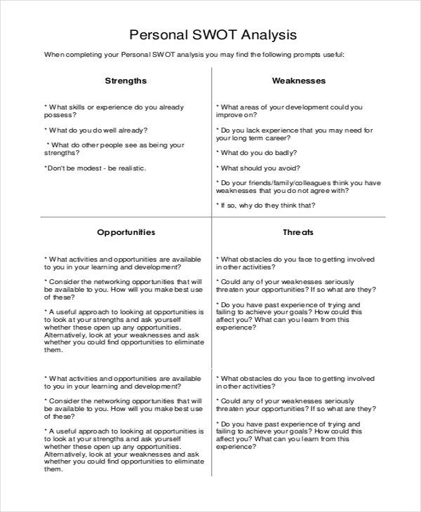 personal swot analysis assignment pdf