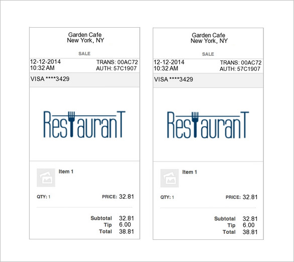 restaurant receipt template