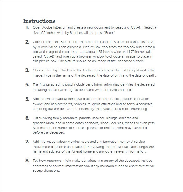 4obituary Templates Free Word Excel Pdf