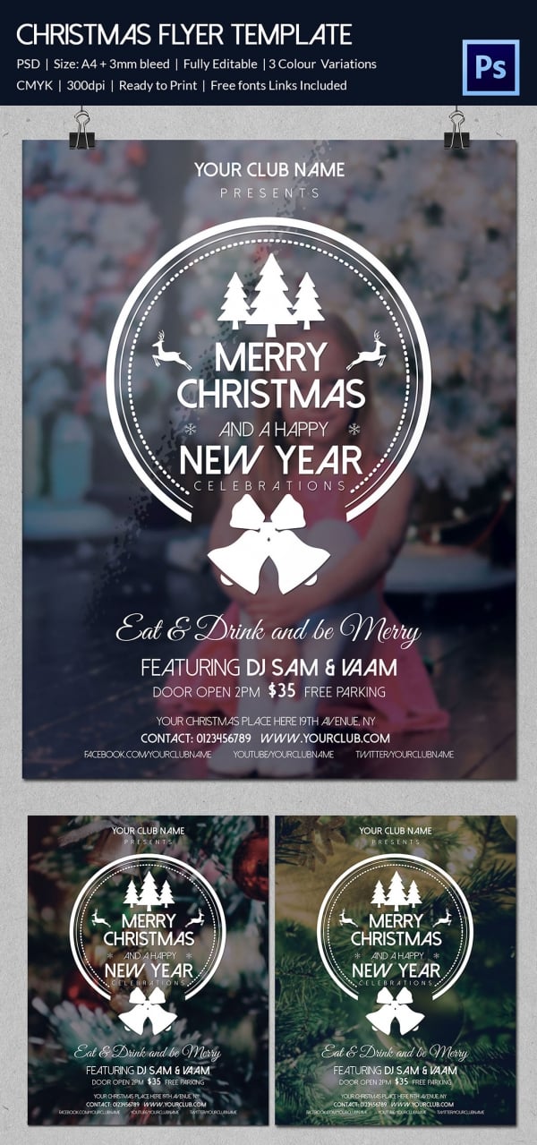 club candy cane christmas flyer template psd
