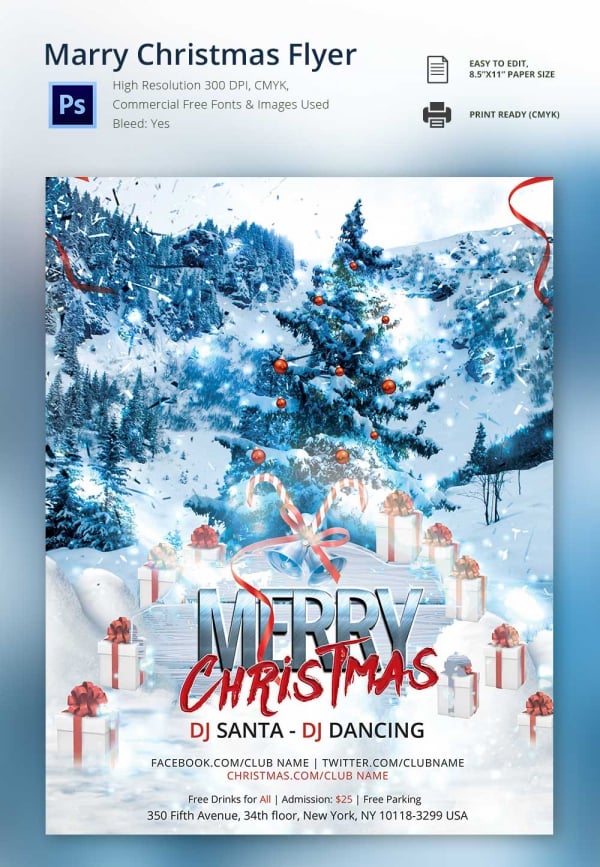 christmas dj party flyer template photoshop psd