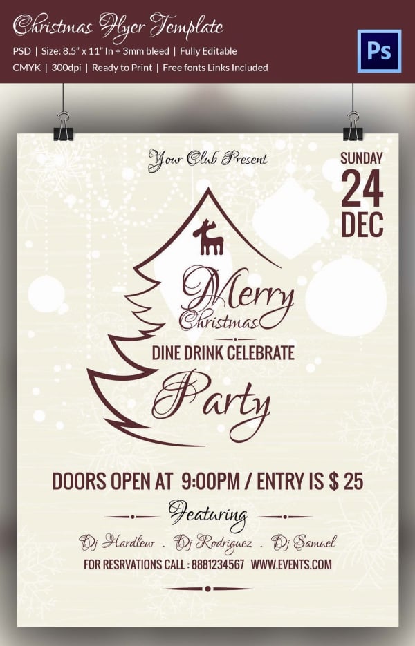 merry christmas dine in party flyer