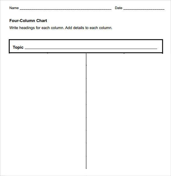 Four Column Chart Template