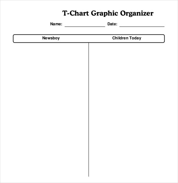 t chart graphic organizer template