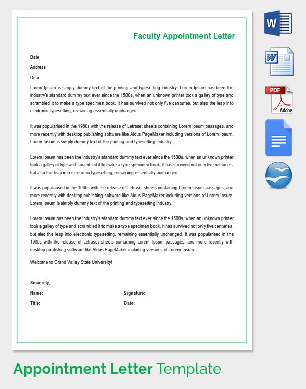 25+ Appointment Letter Templates - Free Sample, Example ...