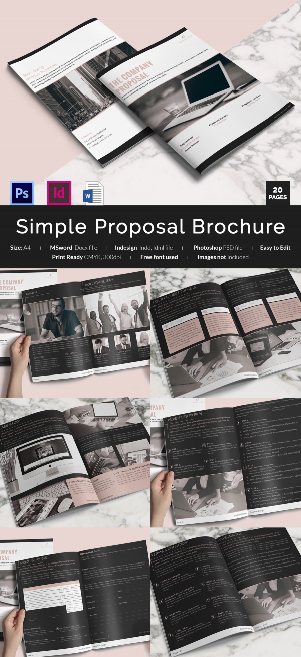 Simple Business Proposal Brochure Download in Word & PSD Format