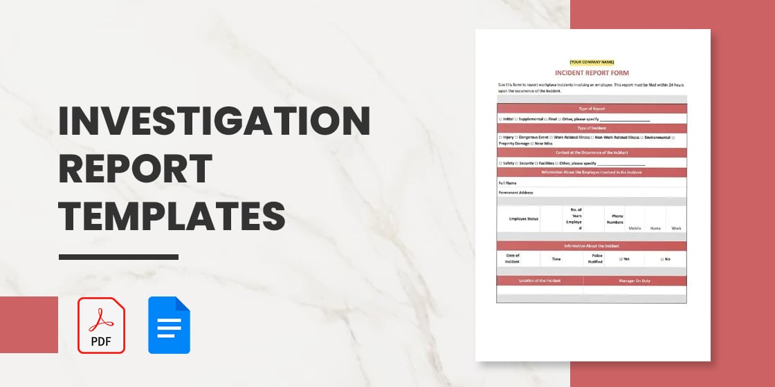 29  Investigation Report Templates Docs PDF Word Pages