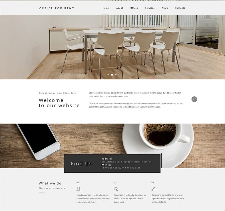 office for rent website template 788x740