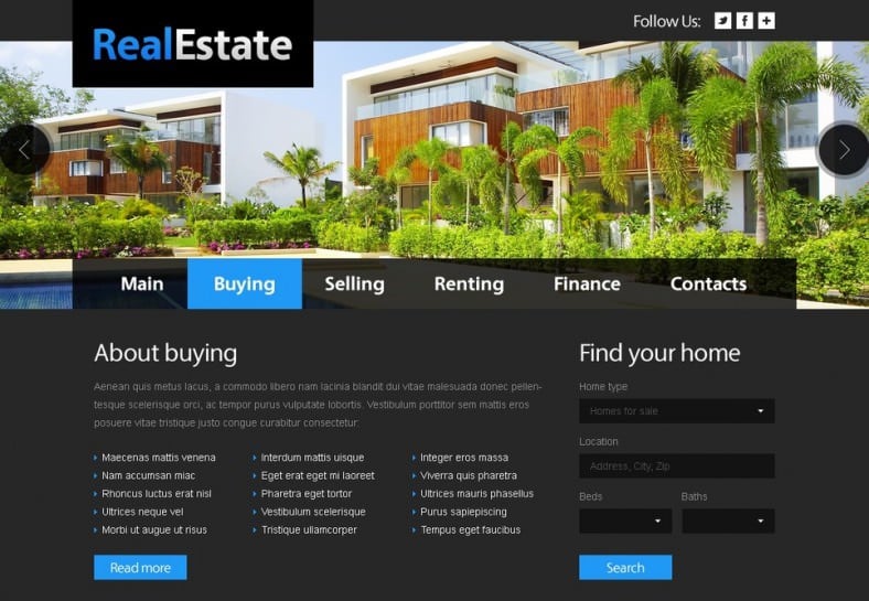 free website template real estate 788x545