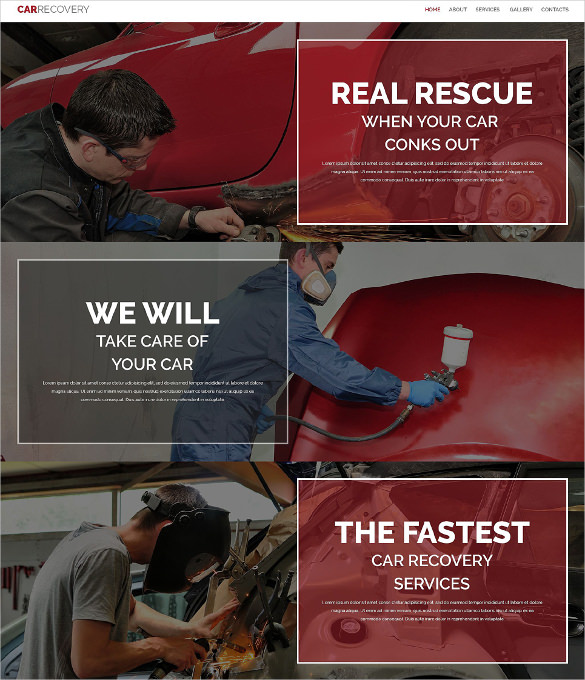 black and red parallax effect one page website template