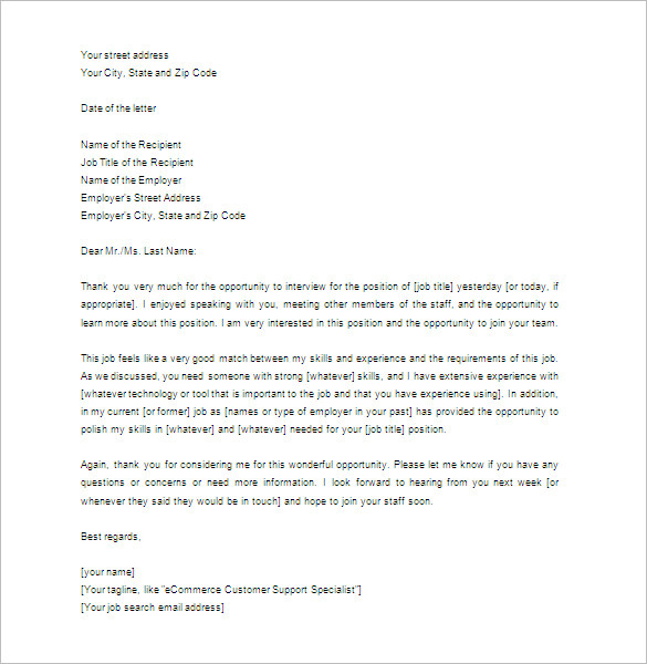 Thank You Letter For Interview 5 Free Word Excel Pdf Format Download Free Premium Templates