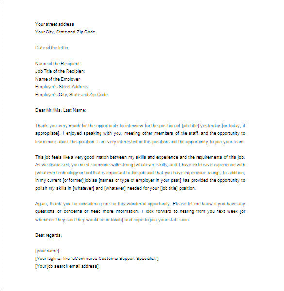 Thank You Letter for Interview - 5+ Free Word, Excel, PDF Format Download!