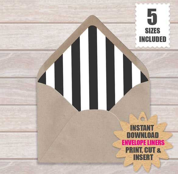 Customizable initials Euro Flap envelope liner for A7 (5x7