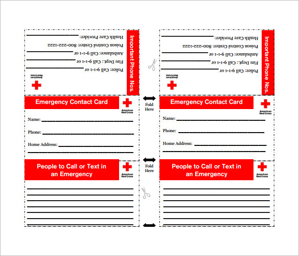 american red cross emergency contact card in pdf format