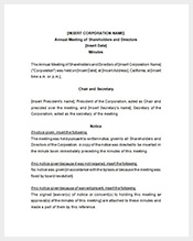 Board Of Directors Meeting Minutes Template Word